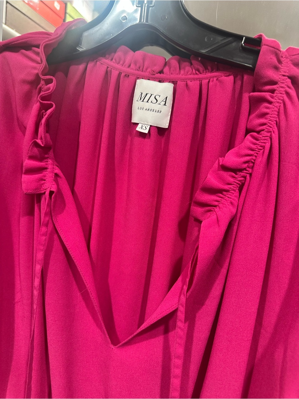 Misa Los Angeles Hot Pink Ruffle Tiered Dress - Picture 2 of 4